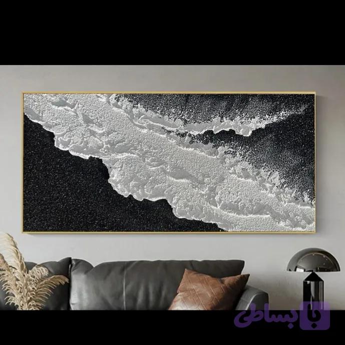 تابلو نقاشی «Black and white waves»
