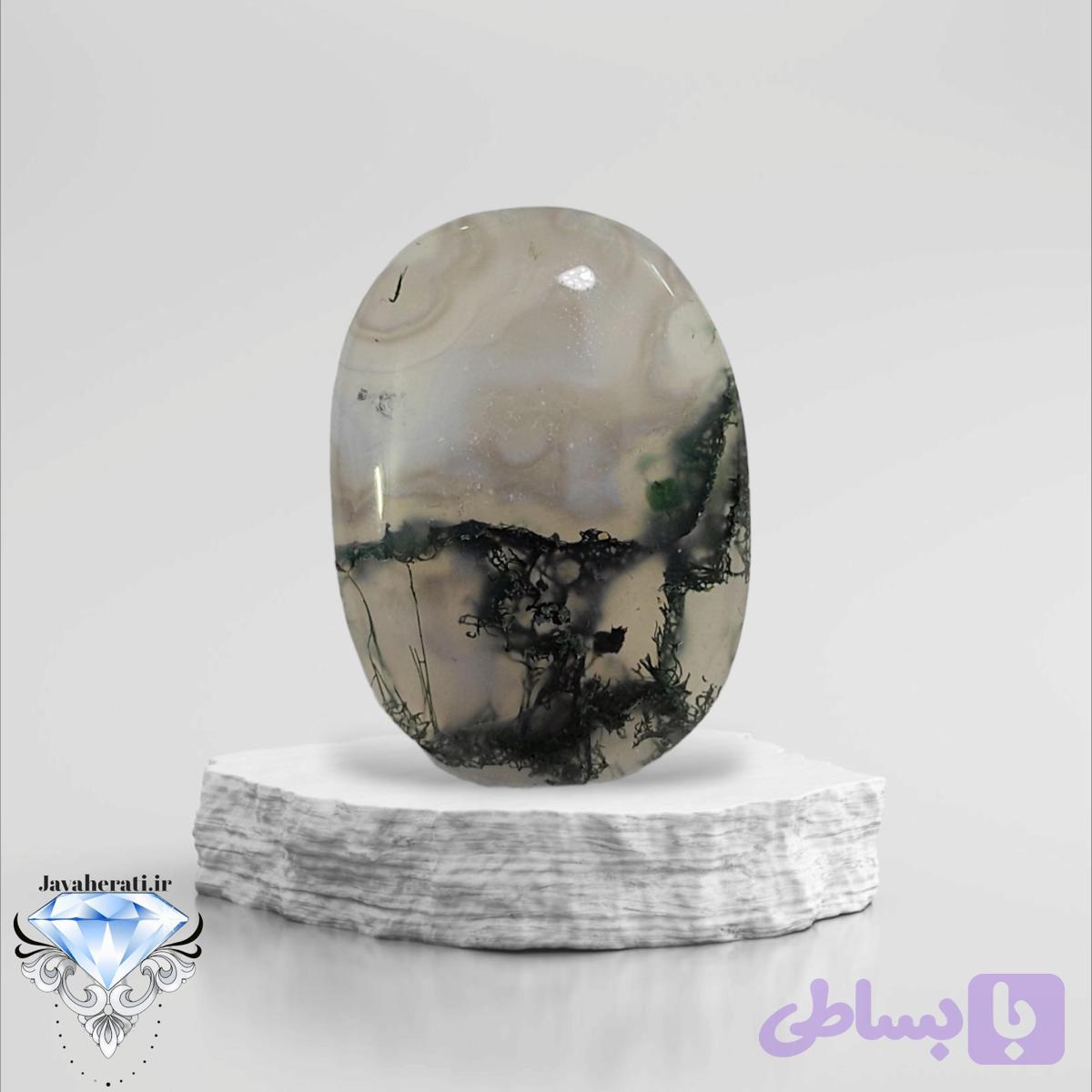 نگین عقیق سلیمانی خزه ای معدنی
