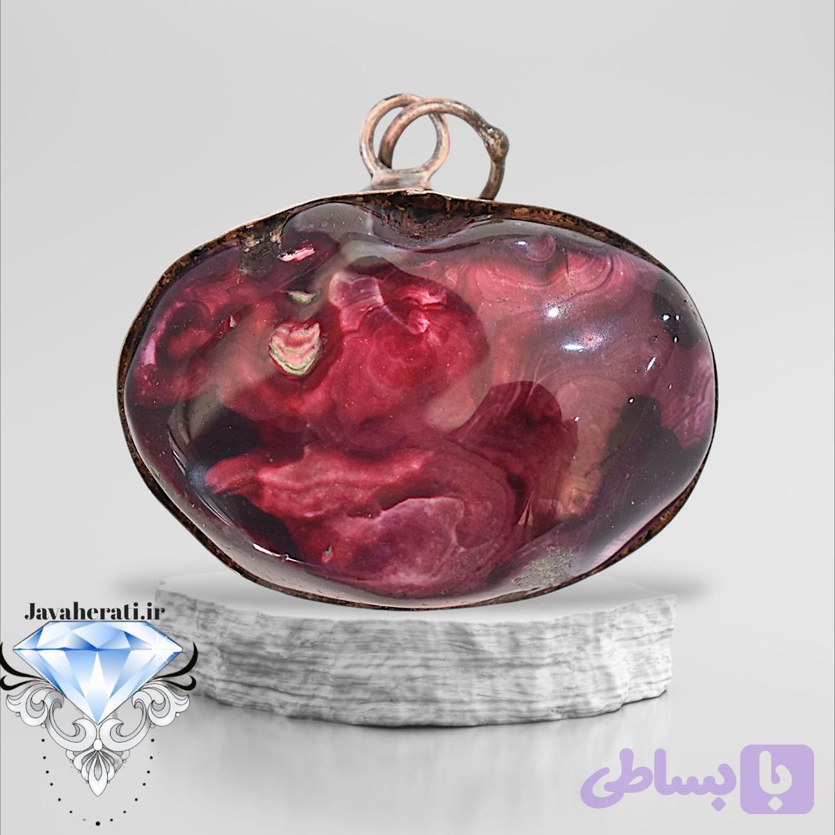 آویز عقیق خونی دموی درشت B15