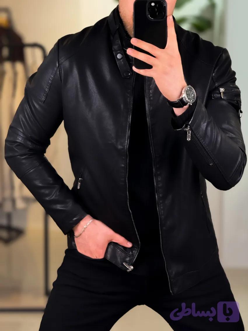 کت چرم مشکی 6888 — تصویر 1
