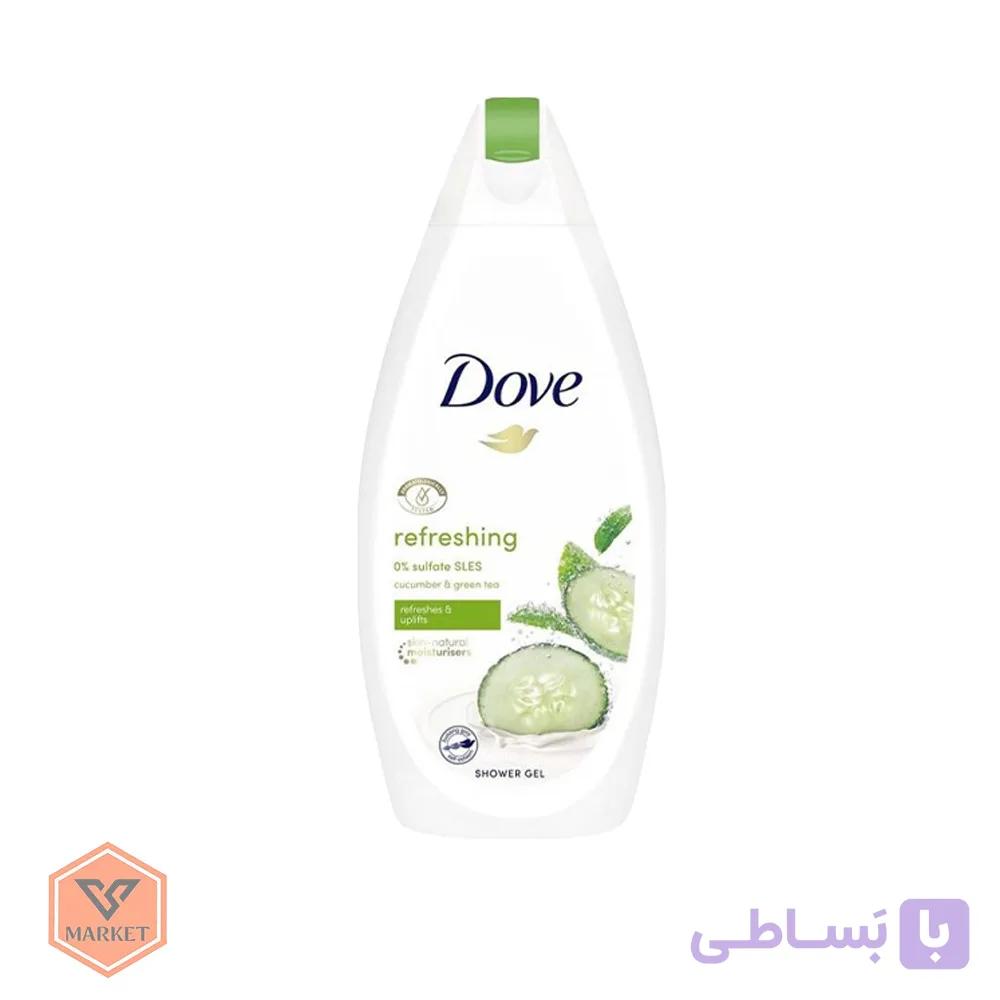 شامپو بدن داو مدل رفرشینگ (Refreshing) حاوی عصاره خیار و چای سبز – طراوت‌بخش و آبرسان با فرمول 0 %سولفات