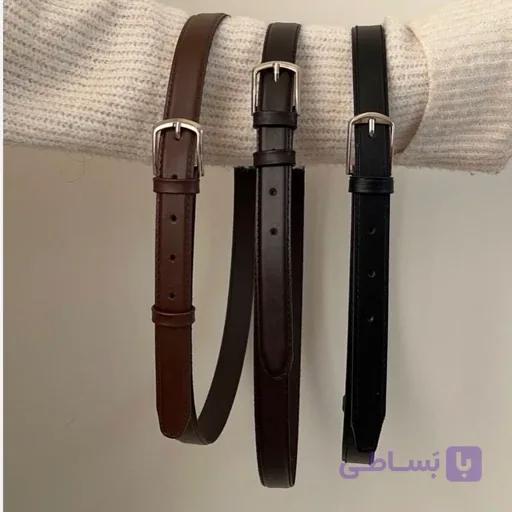 کمربند سگکی ساده دور دوخت چرم مصنوعی — تصویر 1