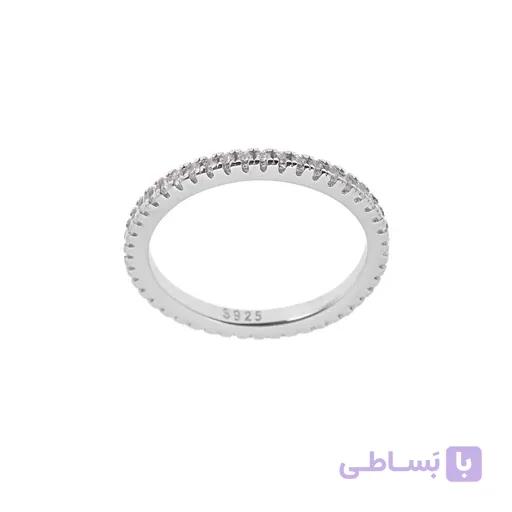 انگشتر نقره زنانه مدل دور نگین ظریف جواهری — تصویر 1