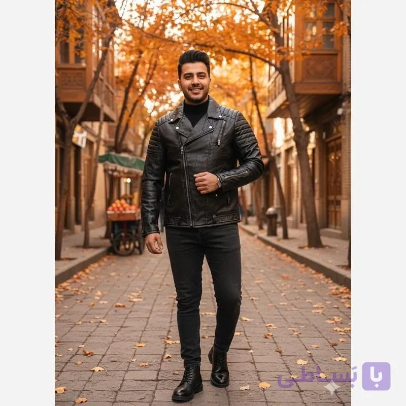 کاپشن چرم مردانه طرح پلیسی سایزL