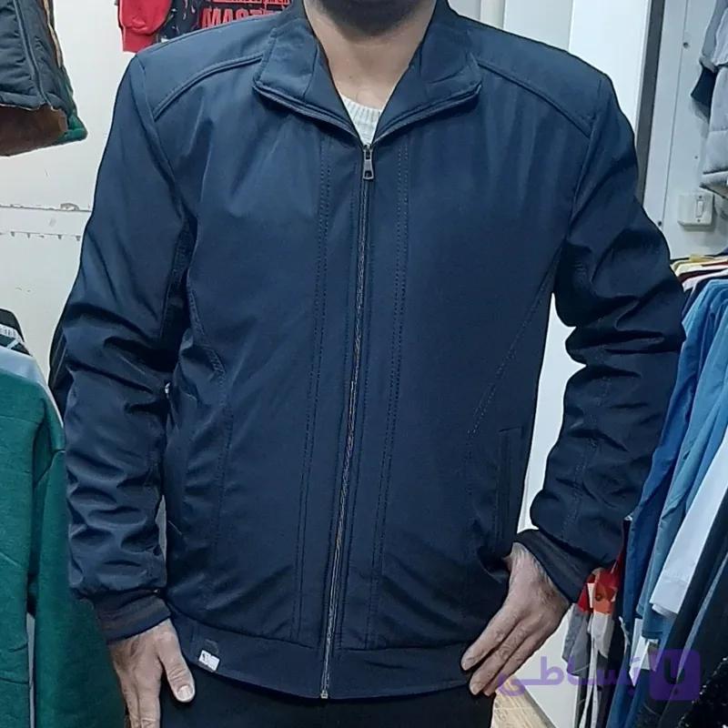 کاپشن مردانه مدل کتی جنس پارچه غواصی داخل پشم و شیشه رنگ بندی سرمه ای مشکی  سایز L  2XL  3XL