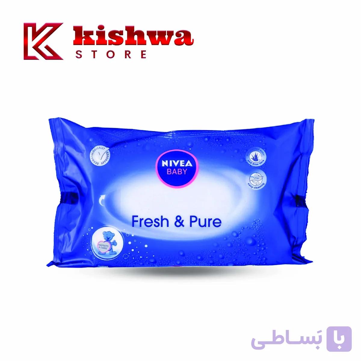 دستمال مرطوب کودک نیوآ مدل Fresh & Pure | پاکسازی ملایم برای پوست حساس نوزادان — تصویر 1