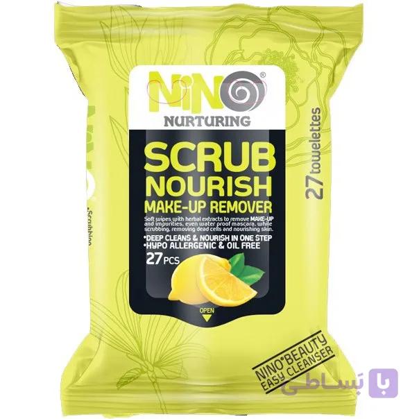 دستمال مرطوب آرایش پاک کن نینو مدل Lemon بسته 27 عددی — تصویر 1