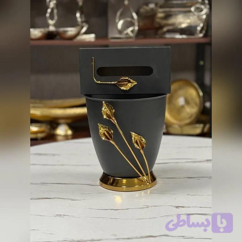 ست سطل و‌ جا دستمالی مدل لیلیوم رنگ مشکی