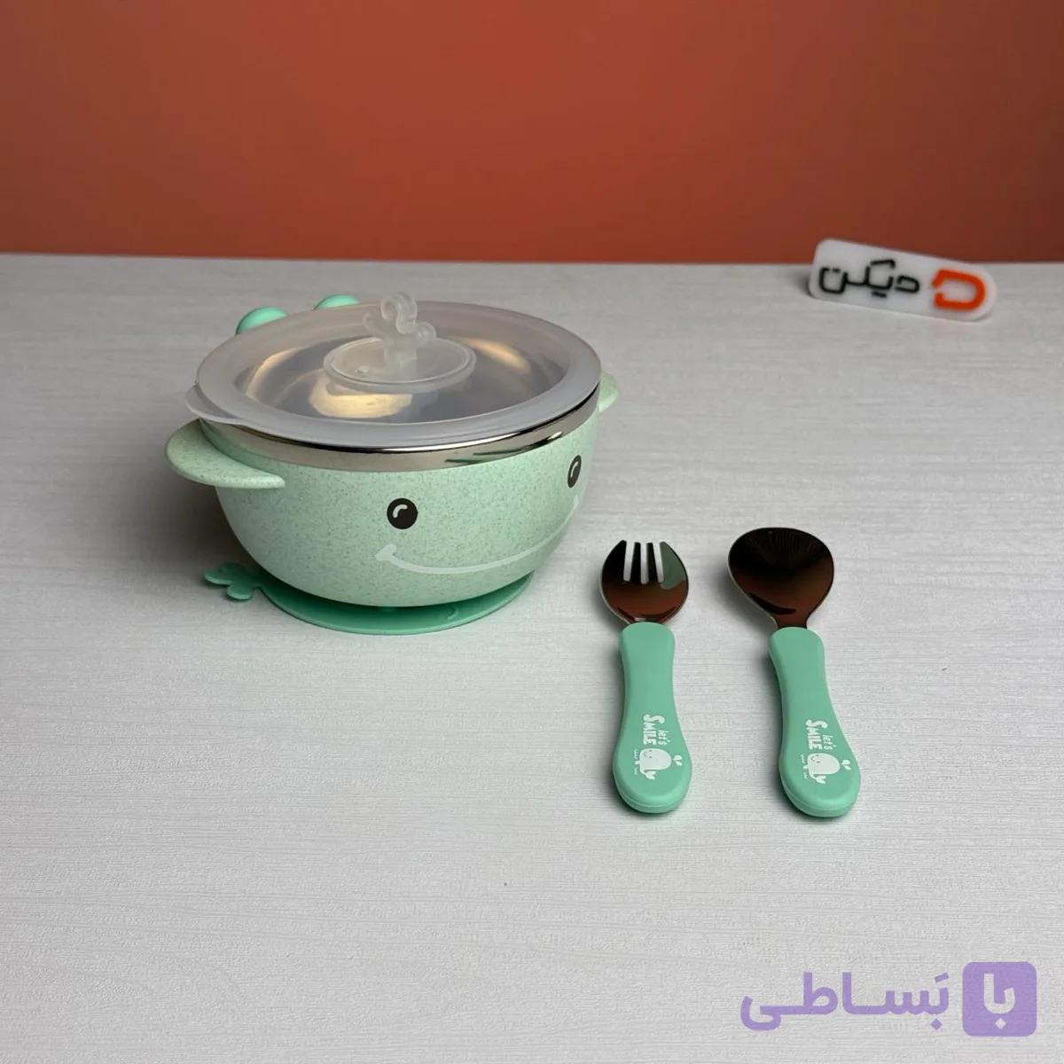 ست ظرف غذا، قاشق و چنگال کودک Darsto | با پایه مکنده — تصویر 1