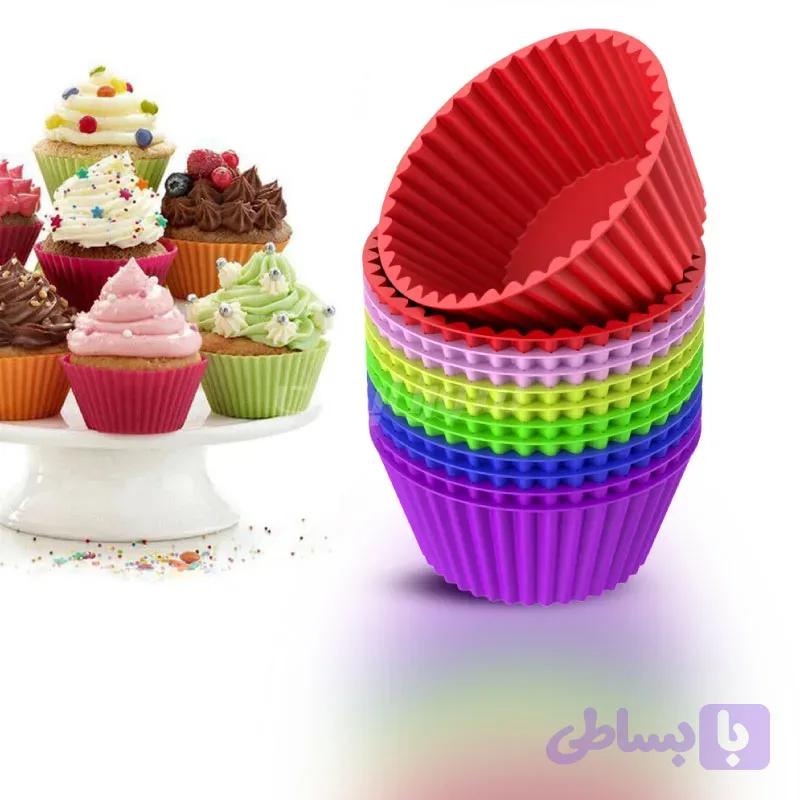 قالب سیلیکونی کاپ کیک رنگین کمانی 12 عددی