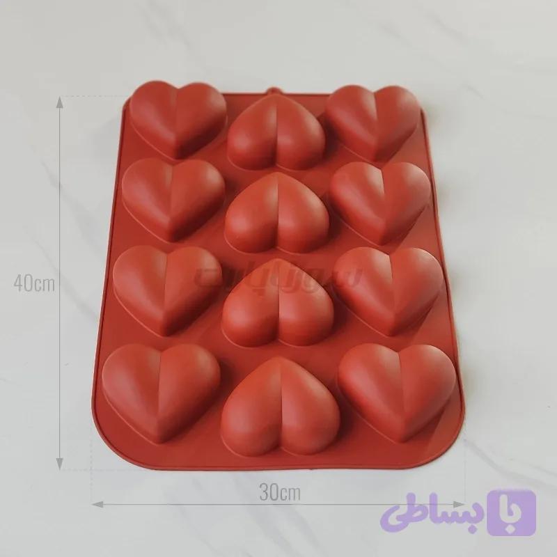 قالب دسری سیلیکونی قلب ۱۲ خانه