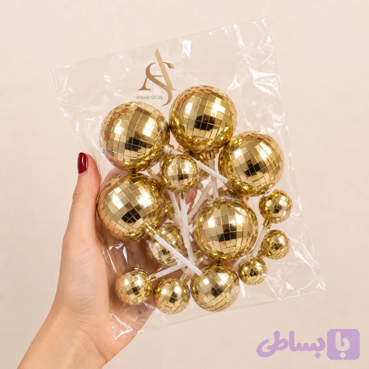 گوی دیسکو متالیک طلایی ۱۲ عددی