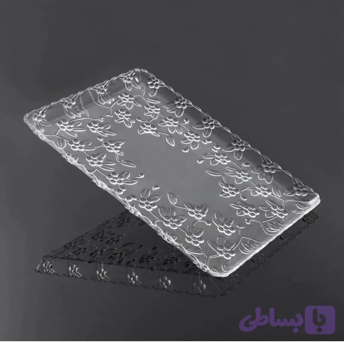 سینی طرح کریستال مدل گل سایز ۲۷ در ۳۸ بسته ۶ عددی