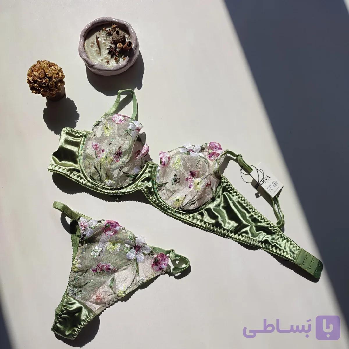 ست شورت و سوتین گلدوزی ژینا W‑SET‑10 ژینا | شورت قابل تنظیم — تصویر 1