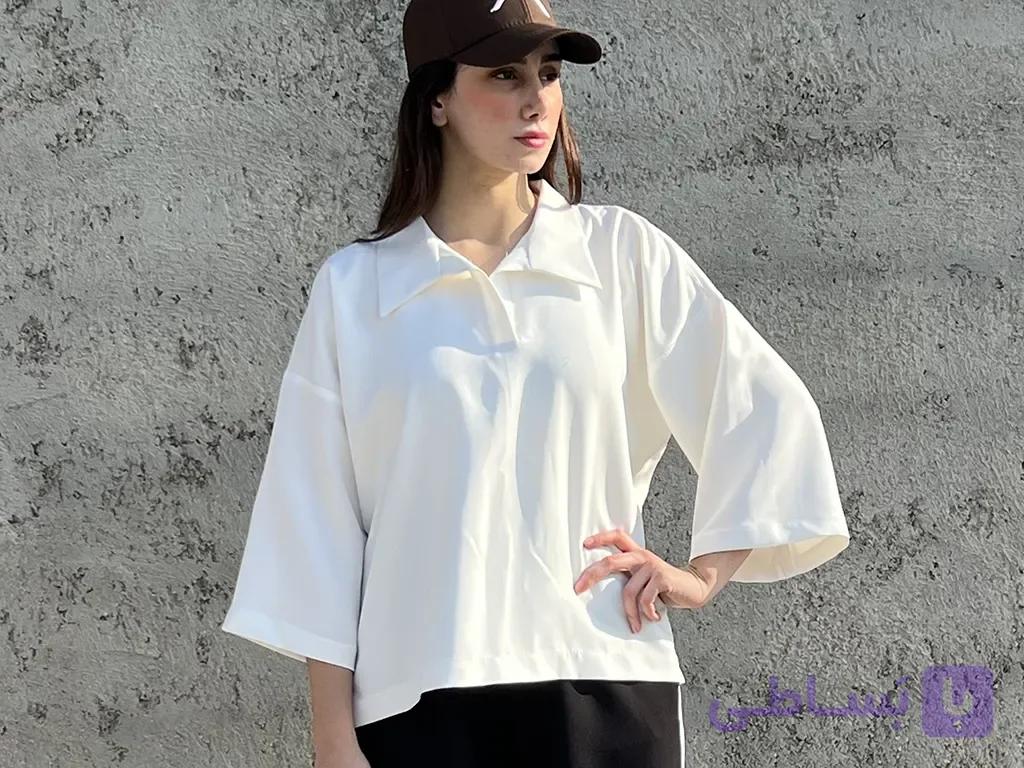 شومیز زنانه باکسی سفید