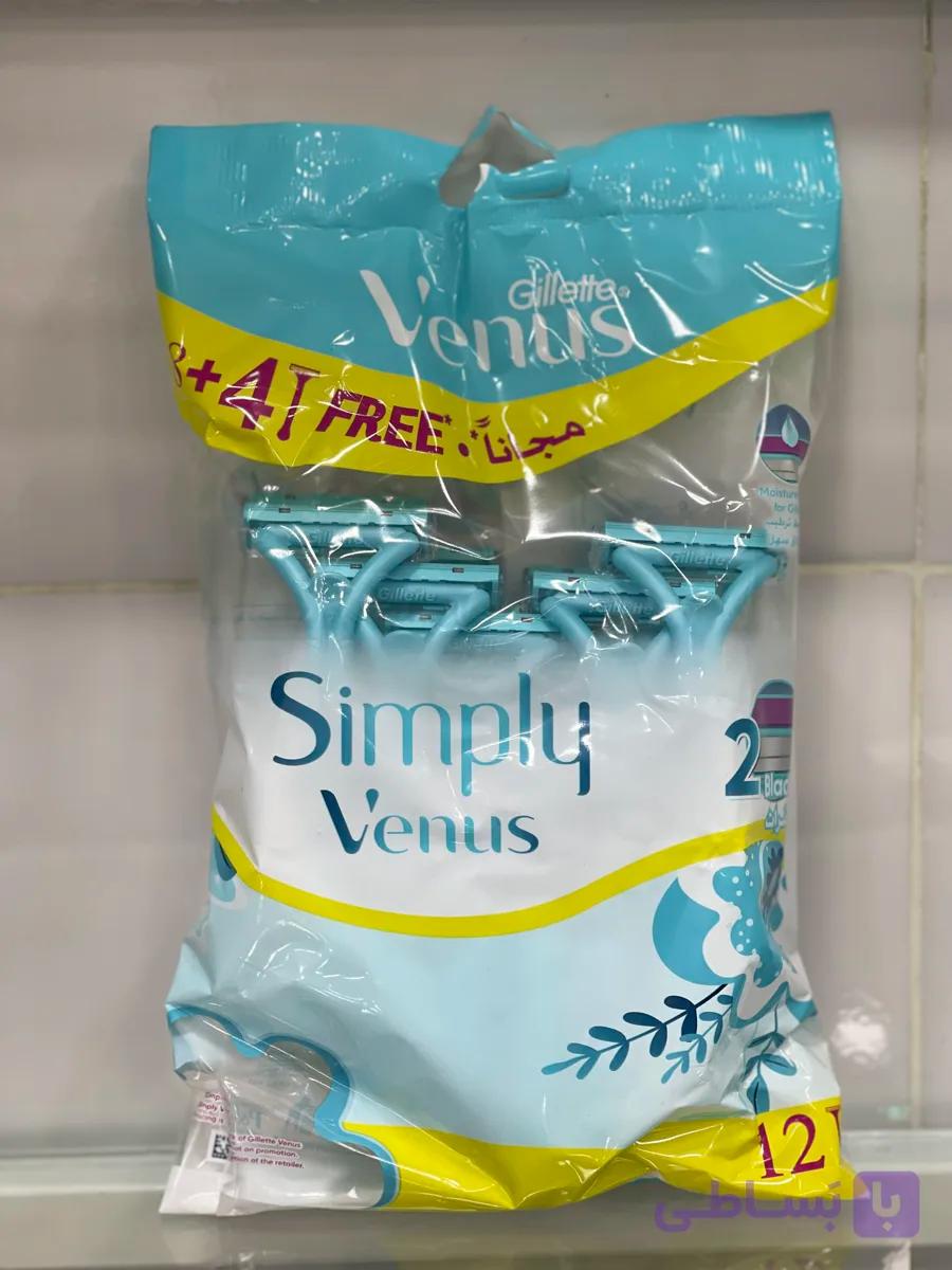تیغ اصلاح زنانه ژیلت ونوس Simply Venus بسته ۱۲ عددی | اصلاح نرم و بدون حساسیت