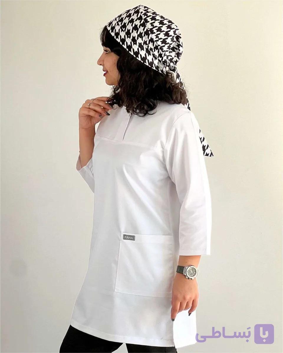 اسکراب پزشکی زنانه مدل الیت سفید (بدون شلوار)