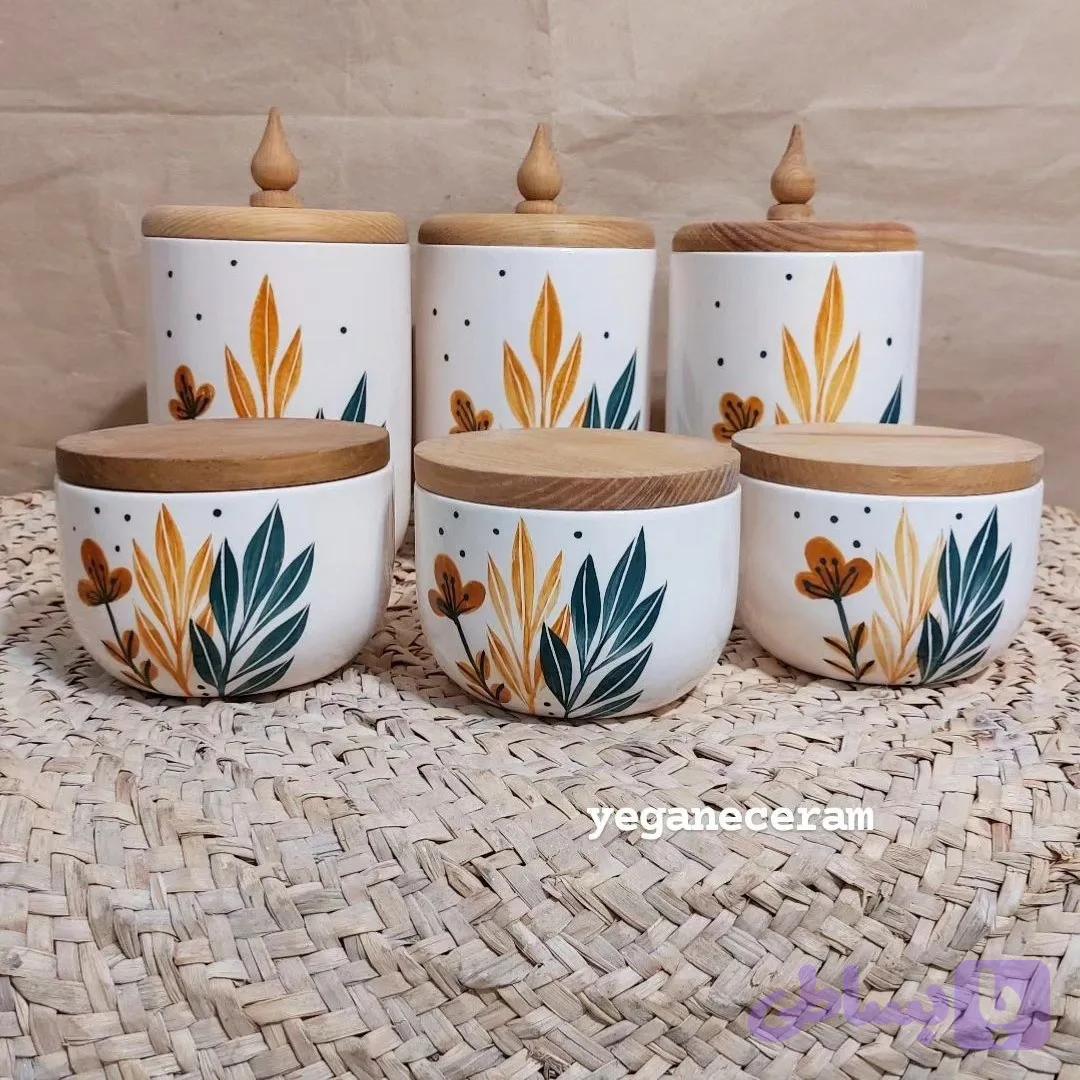 ست شش تیکه پاسماوری سرامیکی طرح پاییزی