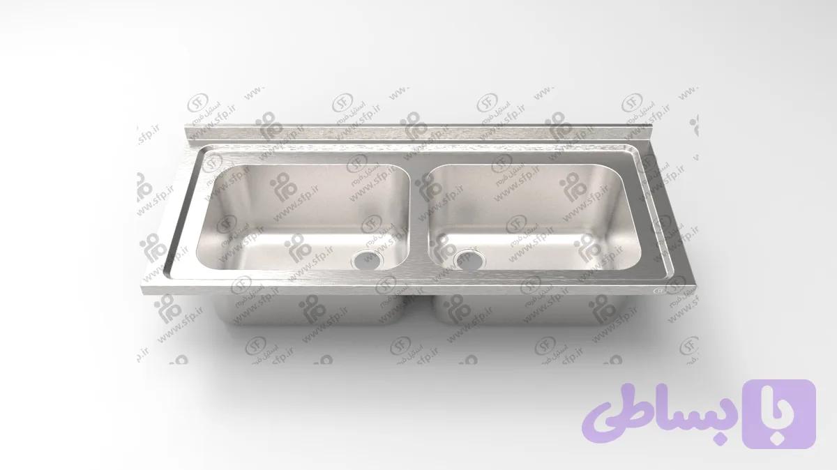 سینک کامل صنعتی (وان) با رویه 150 سانت و لگن 129+51 — تصویر 1