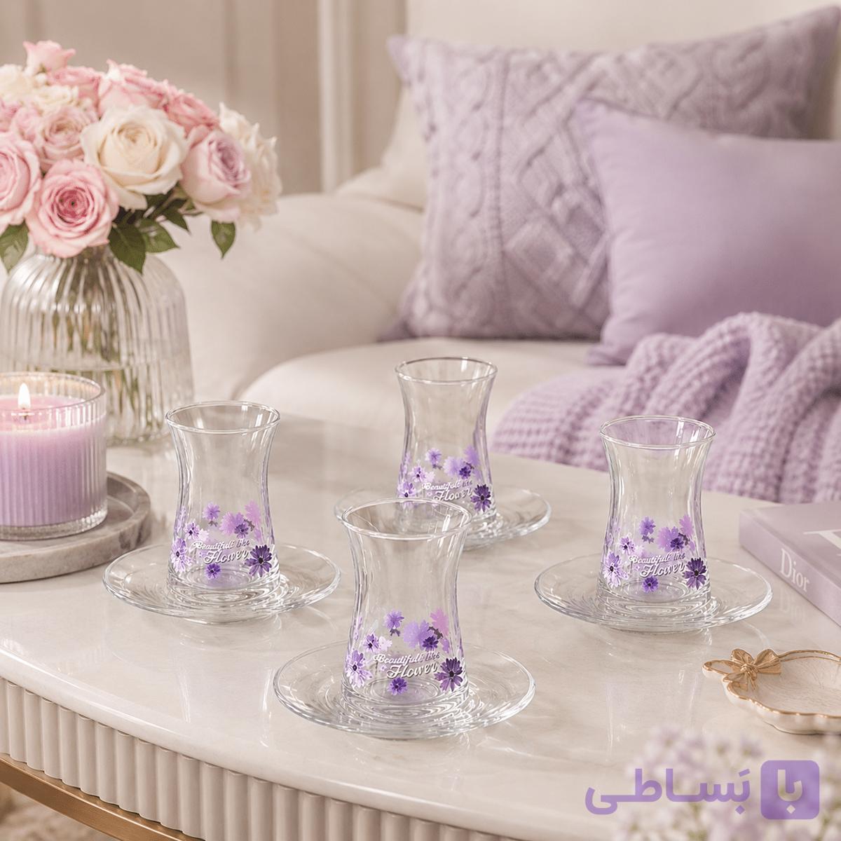 استکان نعلبکی طرحدار برند پاشاباغچه — تصویر 1