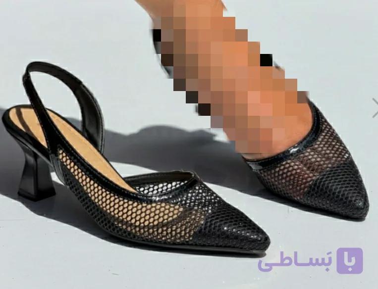 کفش مجلسی توری پاشنه دار