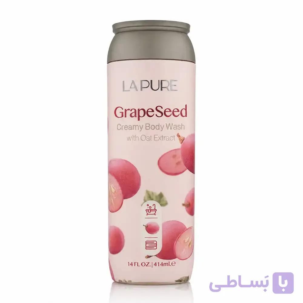شامپو بدن کرمی لپیور (La Pure) مدل هسته انگور (GrapeSeed) حاوی عصاره جو دوسر حجم ۴۱۴ میلی‌لیتر — تصویر 1