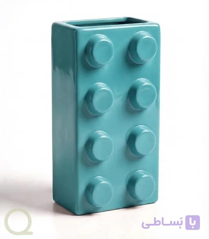 گلدان سرامیکی دست ساز میزچی طرح لگو (LEGO) — تصویر 1