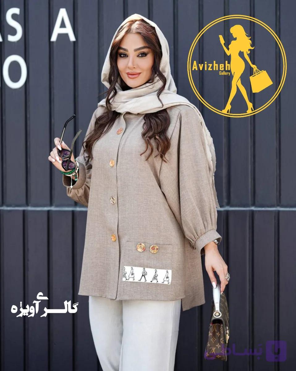 مانتو شومیزی زنانه مدل شادی جنس لینن شانتون درجه یک
