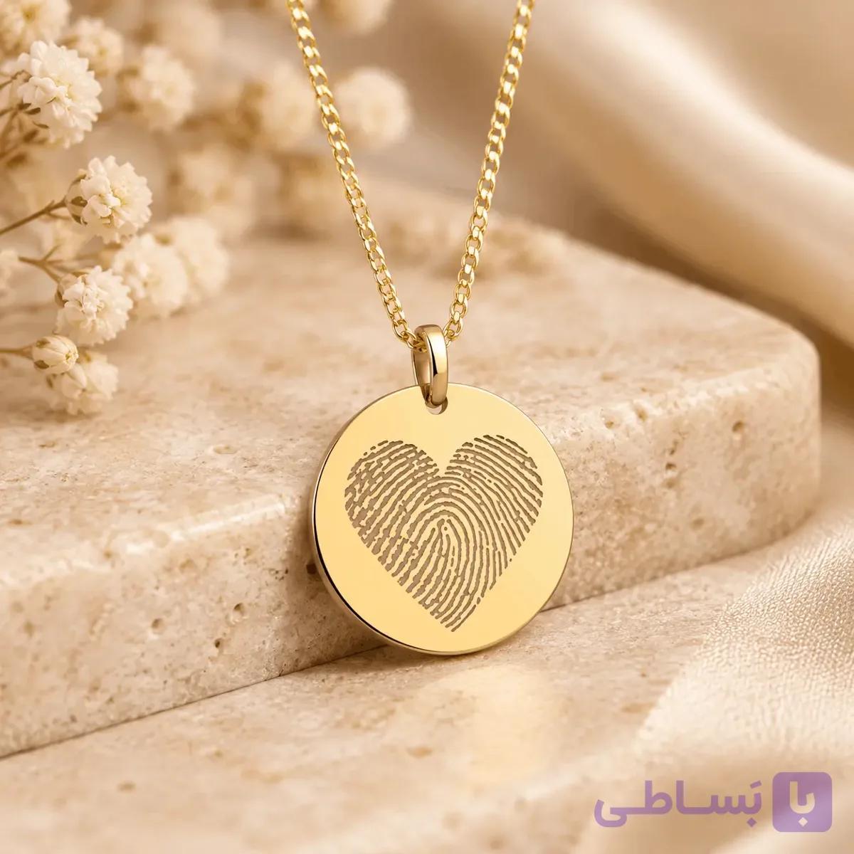 پلاک گردنبند استیل با حکاکی اثرانگشت — تصویر 1