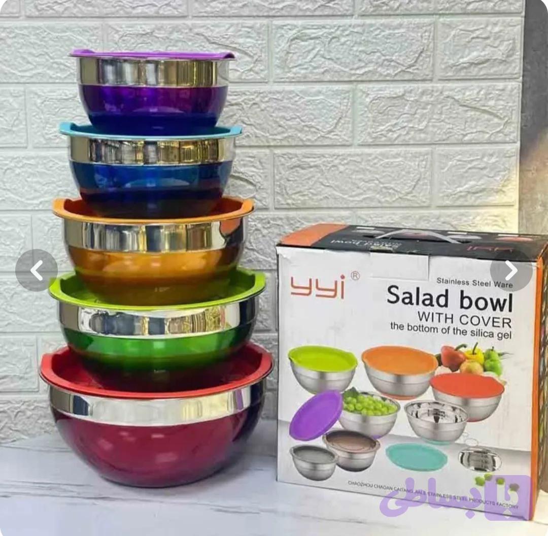 ست لگن استیل درب دار ۵ تیکه برند YYI