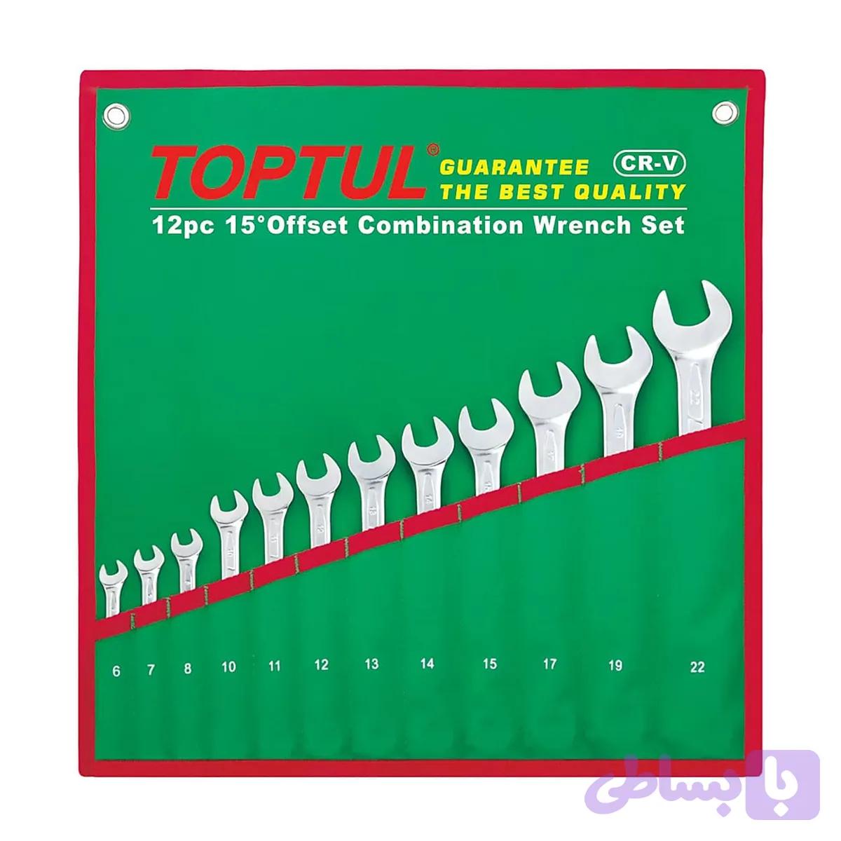 آچار های سری یکسر تخت یکسر رینگ 12 عددی 6-22 تاپ تول TOPTUL - GAAA1213