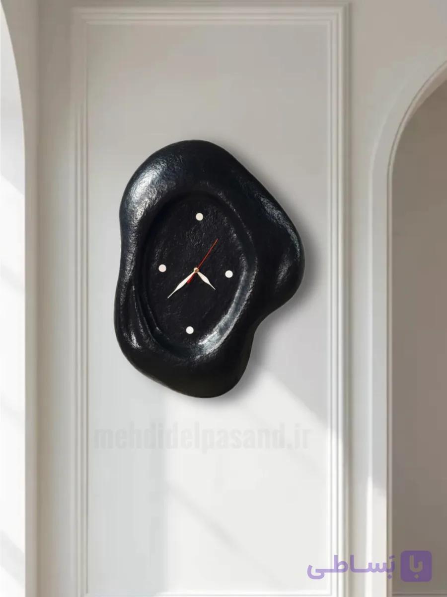 ساعت دیواری پاپیه ماشه دفرمه بلک استون ۵۰ سانتی