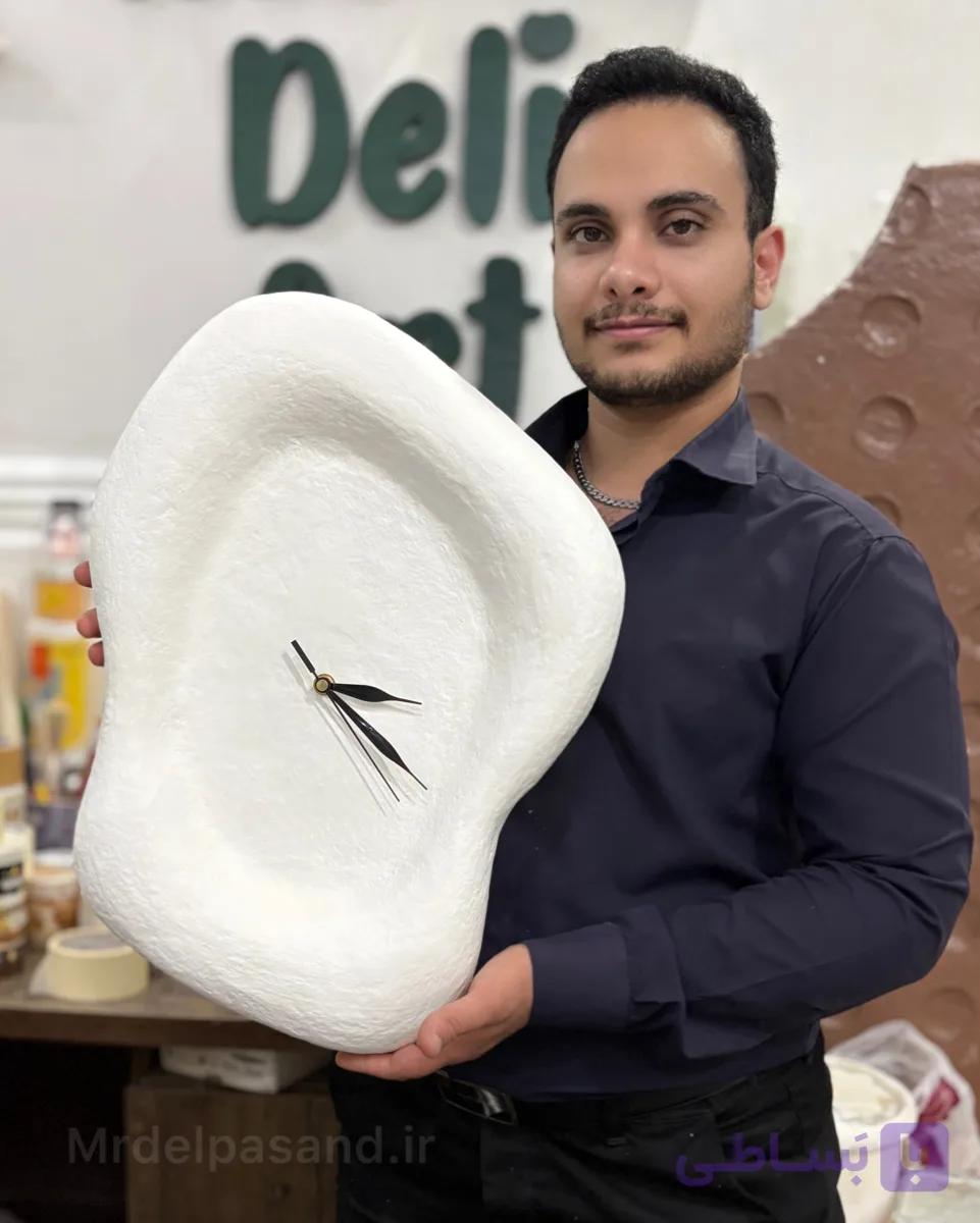 ساعت دیواری مینیمال دفرمه ۶۰ سانت پاپیه ماشه