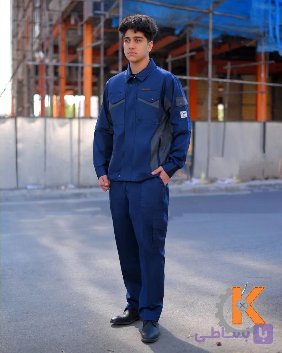 لباس کار مدل رستاک | کاپشن و شلوار آبی نفتی | M تا 4XL — تصویر 1