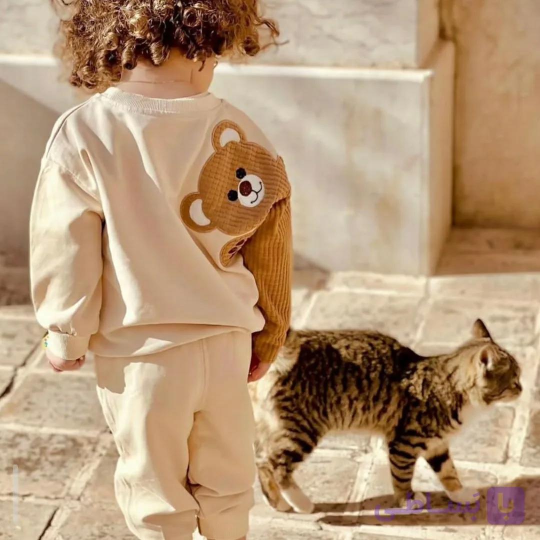 ست  بلوز و شلوار تدی بچگانه وارداتی سایز 1 تا 5 سال