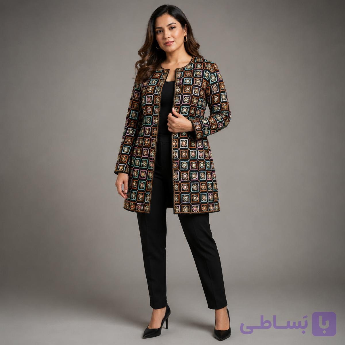 مانتو کتی  زنانه پارچه سوزن دوزی