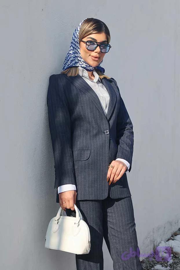 مانتو شلوار اداری باران دخت مدل جانان کد 4088 — تصویر 1