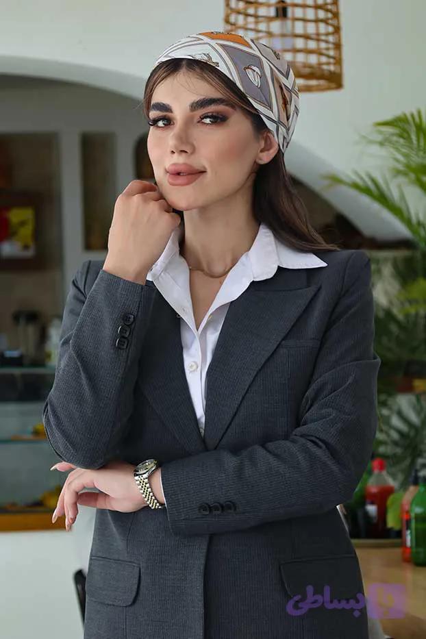 مانتو شلوار اداری باران دخت مدل چکاوک کد 4077 — تصویر 1