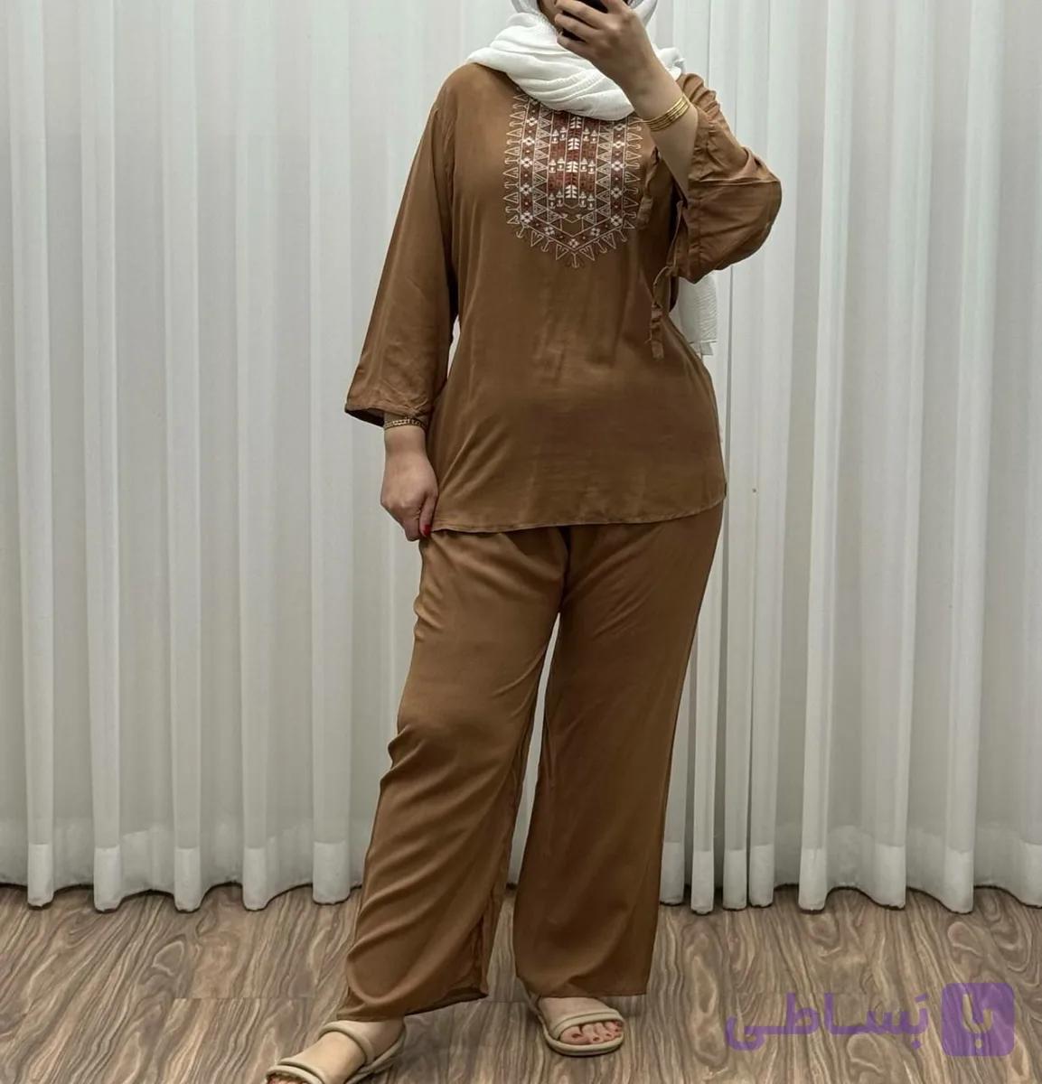 ست بلوز شلوار آیدا جنسش نخ پنبه عالی زنانه و دخترانه — تصویر 1