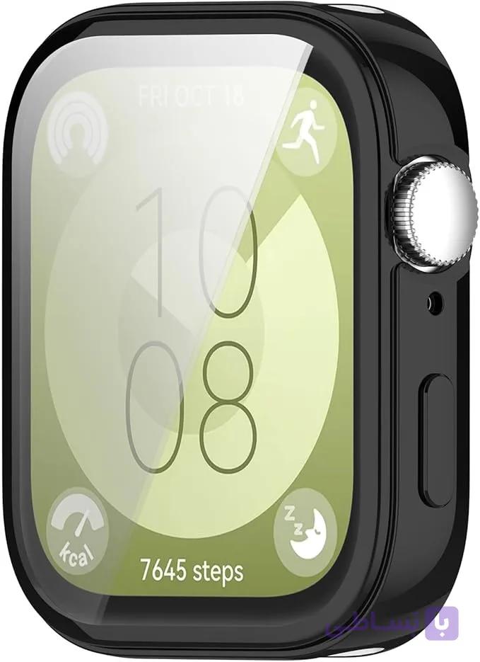 کاور محافظ بدنه گلس‌دار (PC) مناسب ساعت هوشمند هوآوی فیت Huawei fit3 - رنگ مشکی