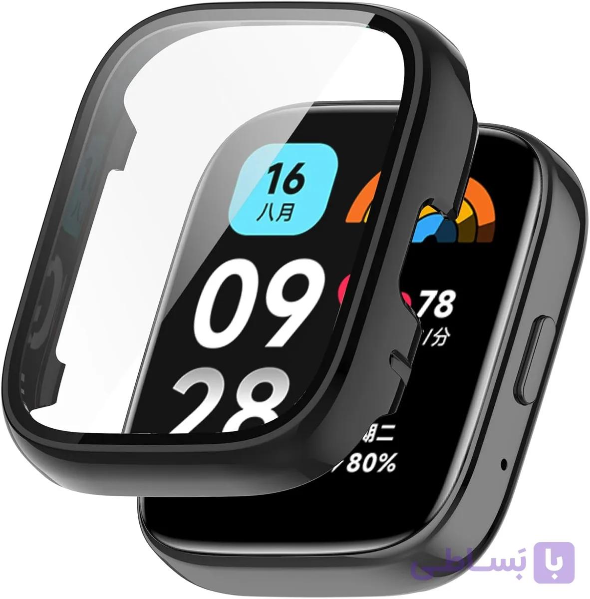 کاور محافظ بدنه گلس‌دار (PC) مناسب ساعت هوشمند شیائومی ردمی واچRedmi Watch 3- رنگ مشکی