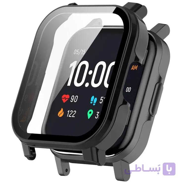 کاور محافظ بدنه گلس‌دار (PC) مناسب ساعت هوشمند Xiaomi Haylou LS02 (Solar) - رنگ مشکی