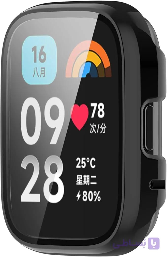 کاور محافظ بدنه گلس‌دار (PC) مناسب ساعت هوشمند شیائومی ردمی Redmi watch2 lite- رنگ مشکی
