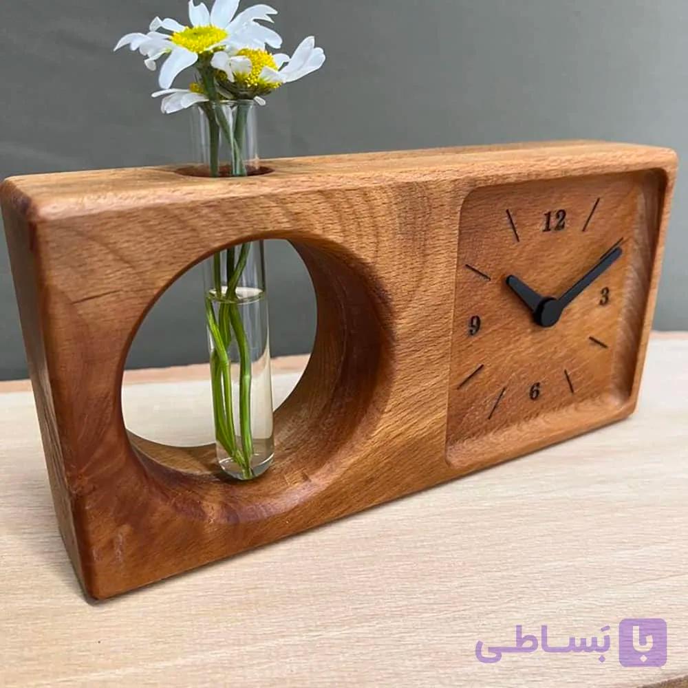ساعت رومیزی چوبی گلجا برند چوبجا