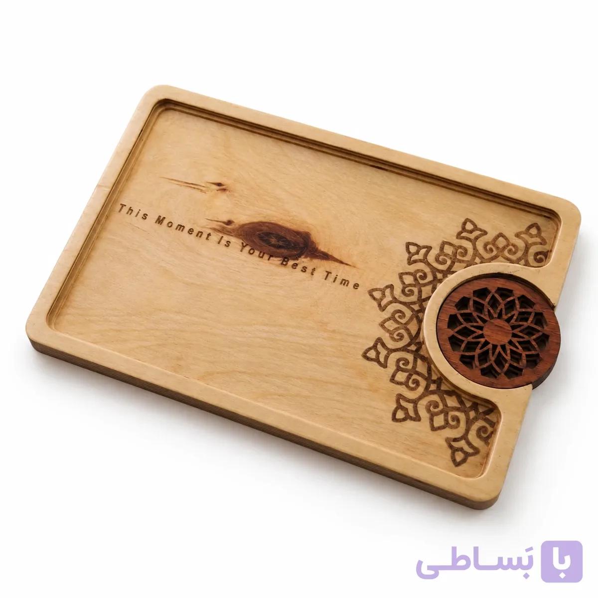 سینی پذیرایی چوبی مدل ترنج — تصویر 1