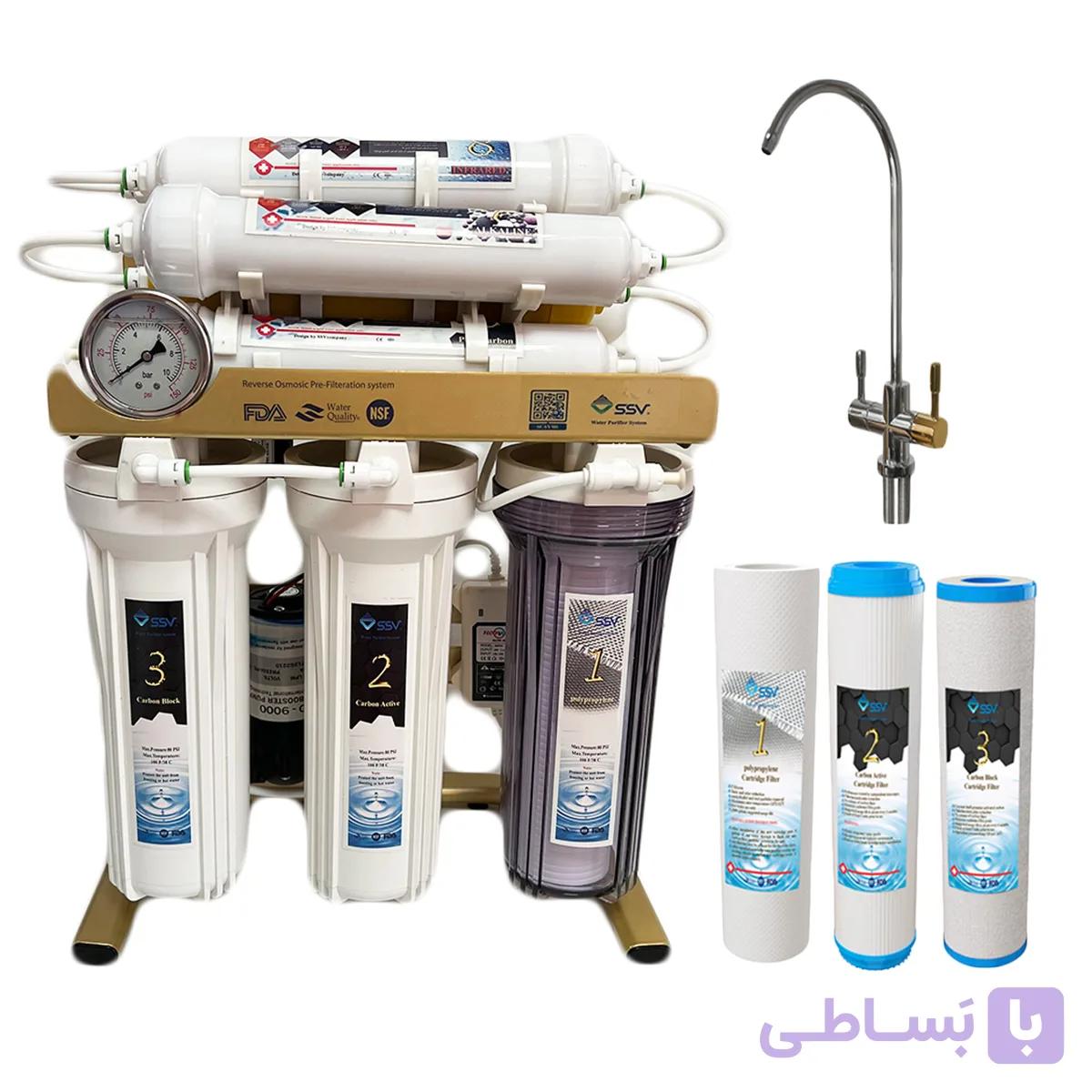 دستگاه تصفیه کننده آب اس اس وی مدل MaxGold N 2W X1055 +3F به همراه شیر دوکاره و فیلتر — تصویر 1