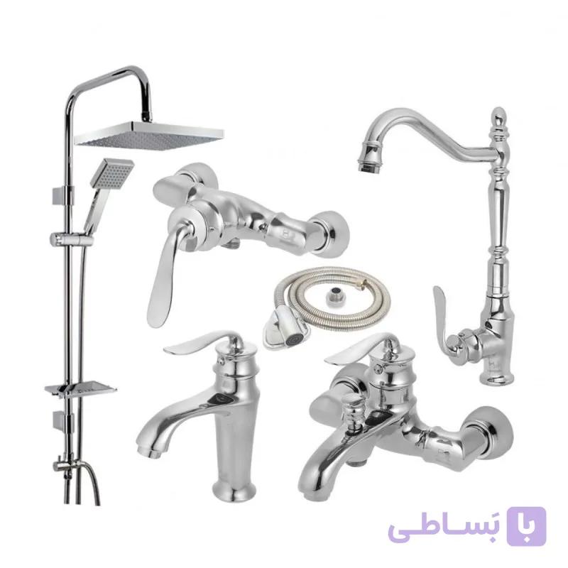 ست ۹ تیکه شیرآلات بامبو – کد ۵۳ – رنگ کروم + اقلام جداگانه