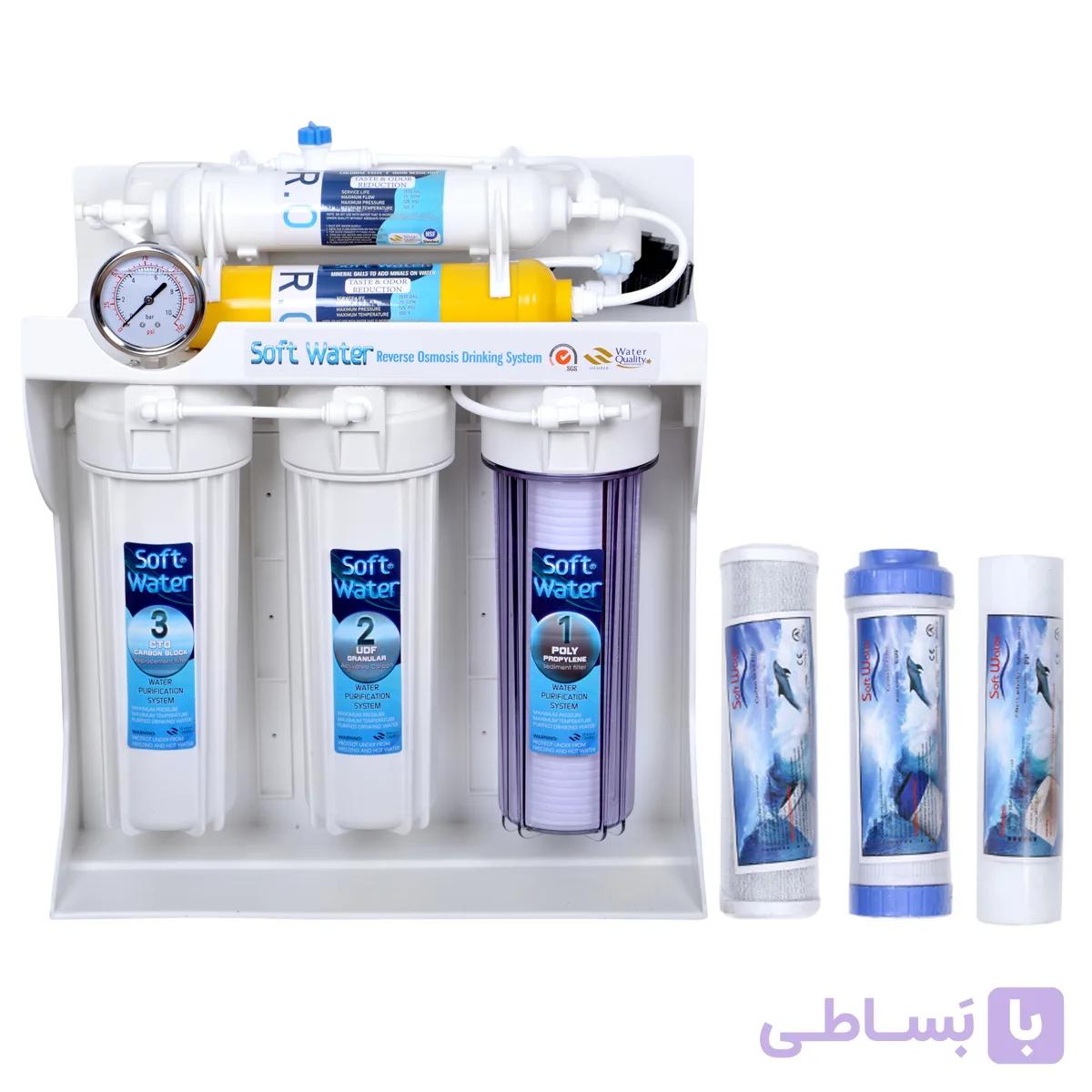 دستگاه تصفیه کننده آب سافت واتر مدل hajibashi-X600N به همراه فیلتر تصفیه کننده آب کد 01 مجموعه 3 عددی — تصویر 1