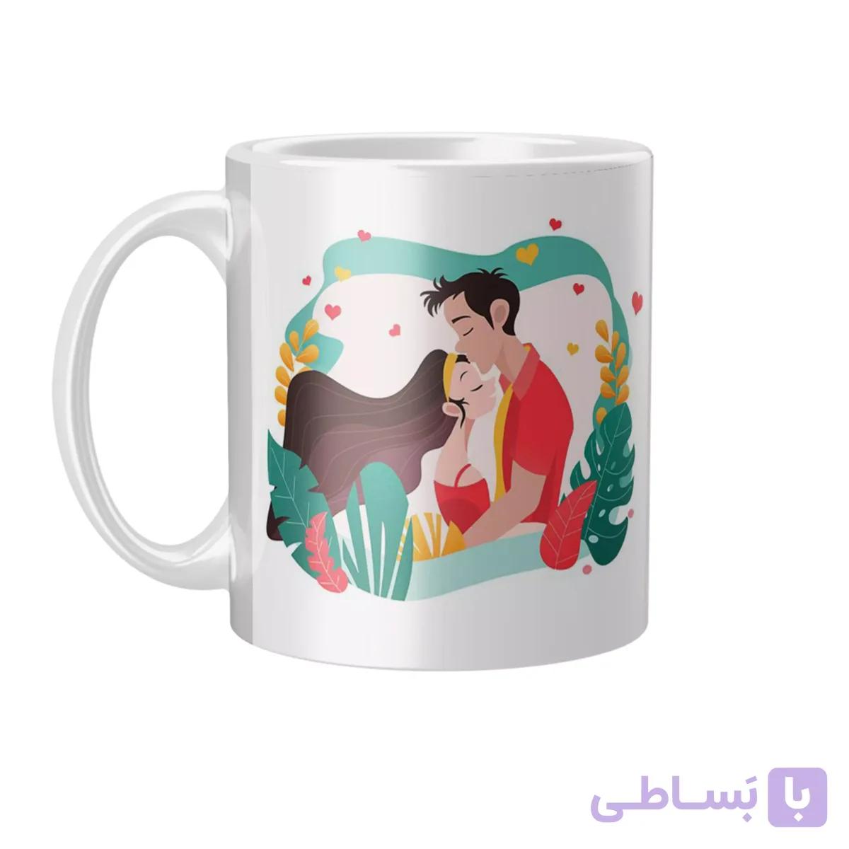 ماگ ولنتاین سرامیکی دسته و داخل سفید FH-2223