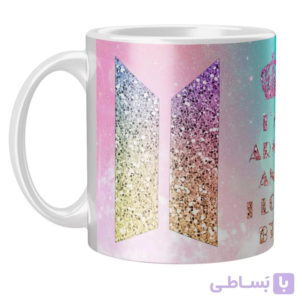ماگ سرامیکی دسته و داخل سفید BTS FH-2225